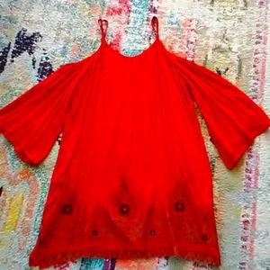 Earthbound screen print off the shoulder dress S